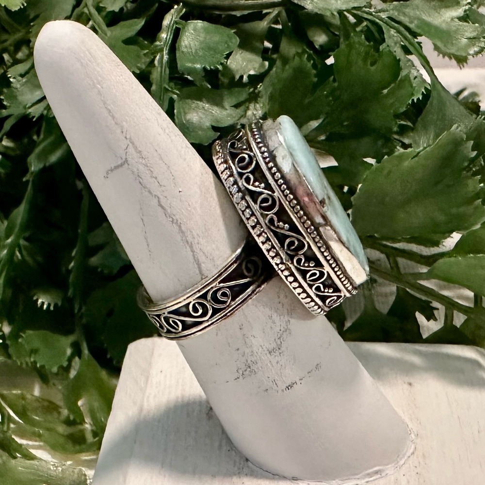 Larimar Stone 925ss Ring - image 5
